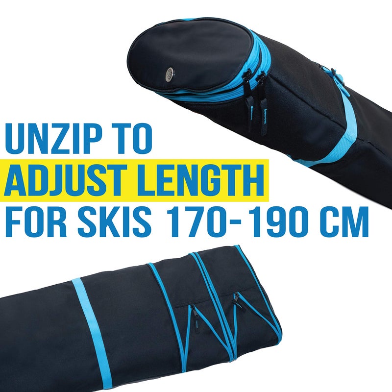 Athletico Dynamic Adjustable Length Ski Bag - Padded Ski Bag Adjusts from 170cm to 190cm - Image 2